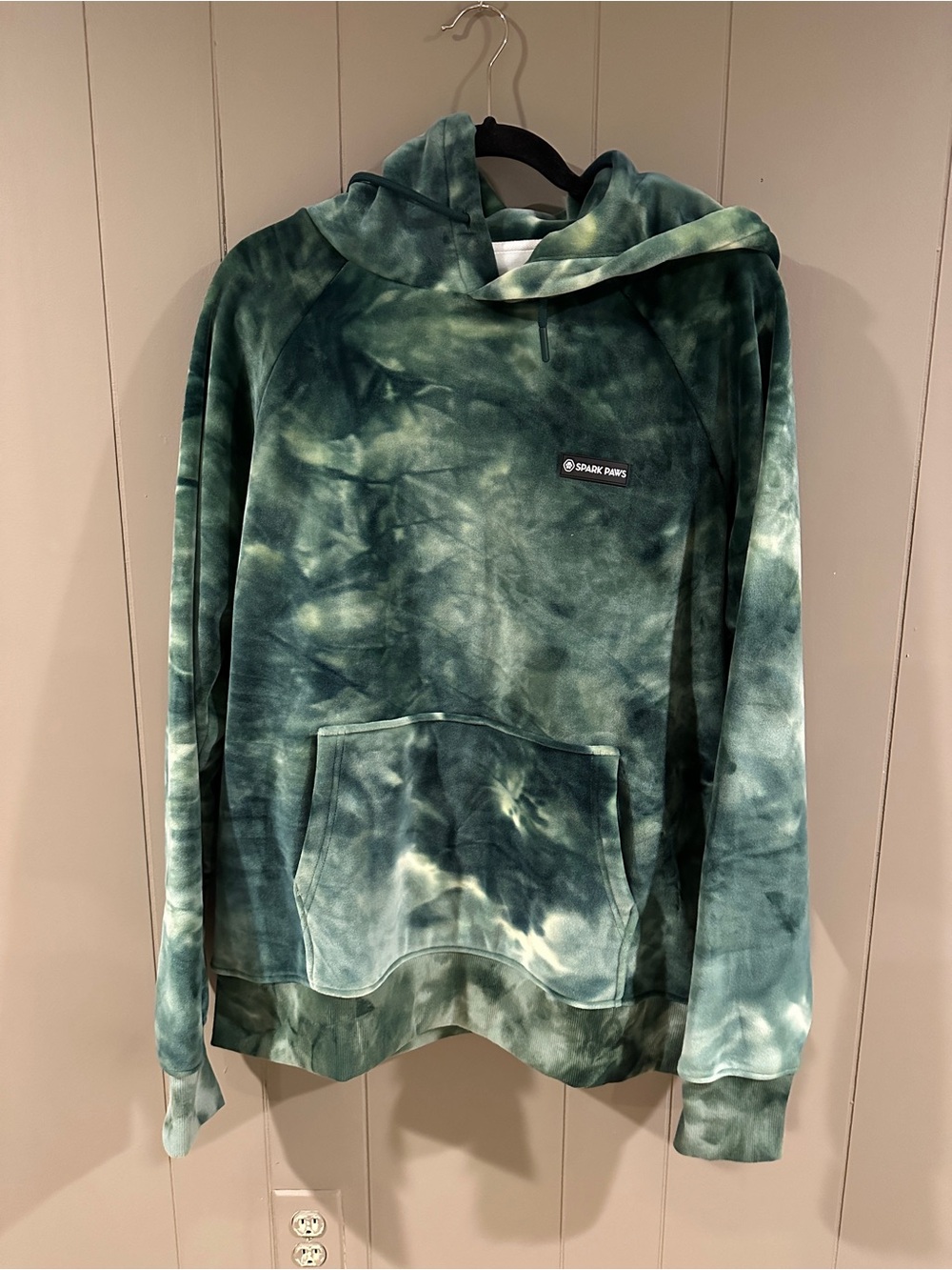 Sparkpaws Velvet Green Tie-Dye Hoodie Sweatshirt - for humans